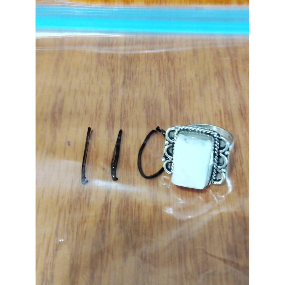 925 White Stone Rectangle Statement Cocktail Ring Size 10.25 Unisex